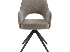Conjunto de 2 sillas pivotantes Con reposabrazos de tela y metal - Gris topo - KONYA