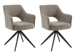 Conjunto de 2 sillas pivotantes Con reposabrazos de tela y metal - Gris topo - KONYA