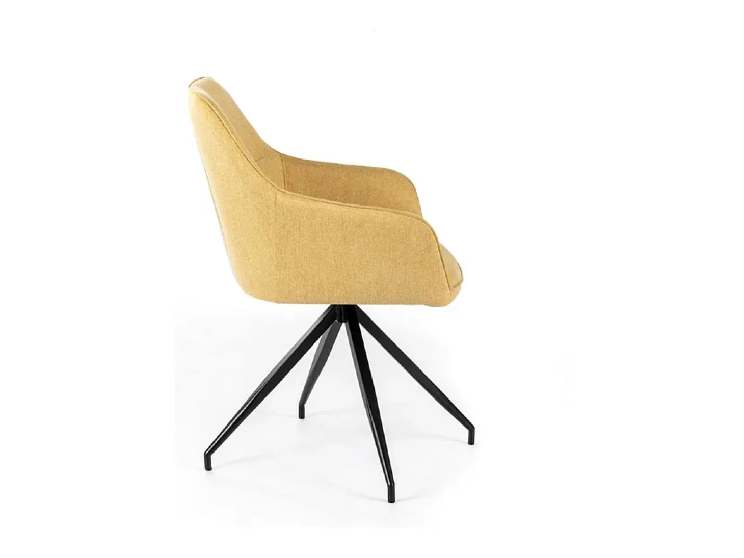 Conjunto de 4 sillas tapizadas "Anemone", sillones de salón modernos en tela amarillo claro