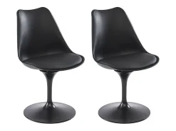 Conjunto de 2 sillas tulipán en polipropileno, polipiel y acero - Negro - XAFY