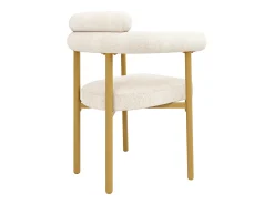 Conjunto de 2 sillones de terciopelo beige, estructura de metal dorado.