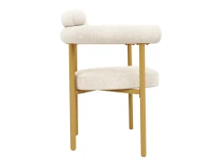Conjunto de 2 sillones de terciopelo beige, estructura de metal dorado.