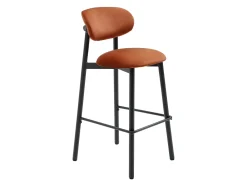 Conjunto de 2 taburetes de terciopelo y metal negro - Terracota - LAKABI