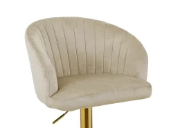 Conjunto de 2 taburetes de bar de terciopelo y metal - Altura regulable - Beige - DORALIZ