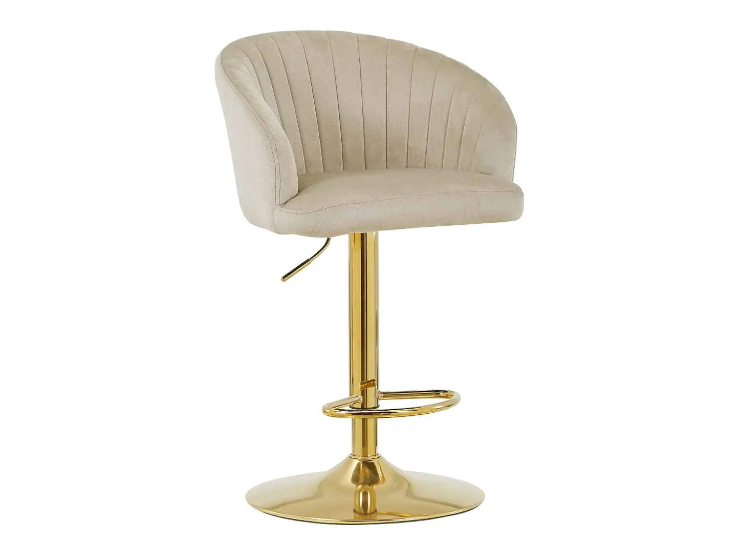Conjunto de 2 taburetes de bar de terciopelo y metal - Altura regulable - Beige - DORALIZ