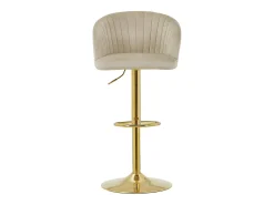 Conjunto de 2 taburetes de bar de terciopelo y metal - Altura regulable - Beige - DORALIZ