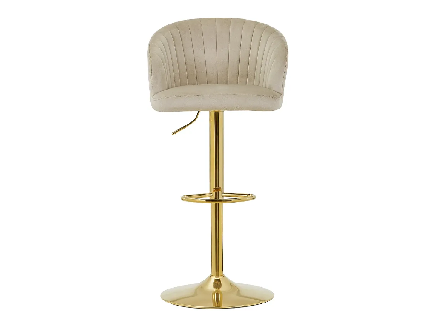 Conjunto de 2 taburetes de bar de terciopelo y metal - Altura regulable - Beige - DORALIZ