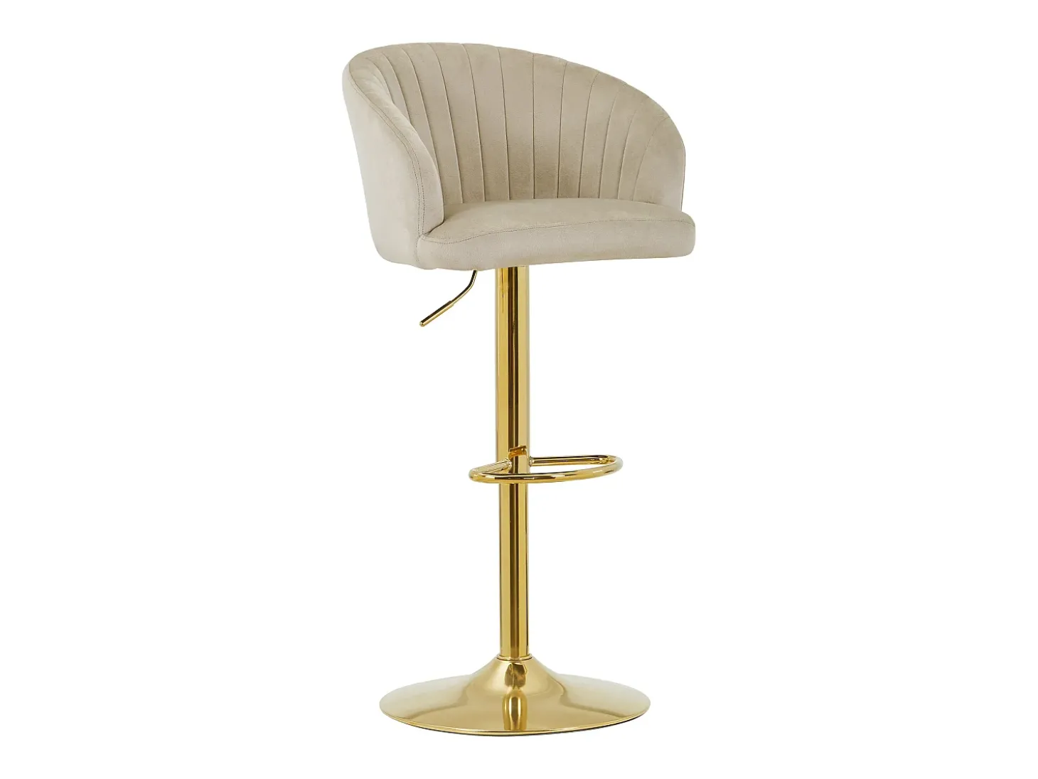 Conjunto de 2 taburetes de bar de terciopelo y metal - Altura regulable - Beige - DORALIZ