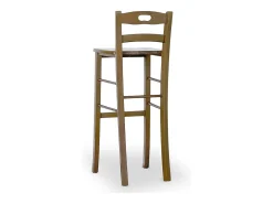 Conjunto de 2 taburetes de bar de 80 cm de altura en madera de nogal claro con asiento y mango de madera maciza.