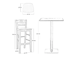 Conjunto de 2 taburetes de bar de 80 cm de altura en madera de nogal claro con asiento y mango de madera maciza.