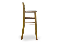 Conjunto de 2 taburetes de bar de 80 cm de altura en madera de nogal claro con asiento y mango de madera maciza.