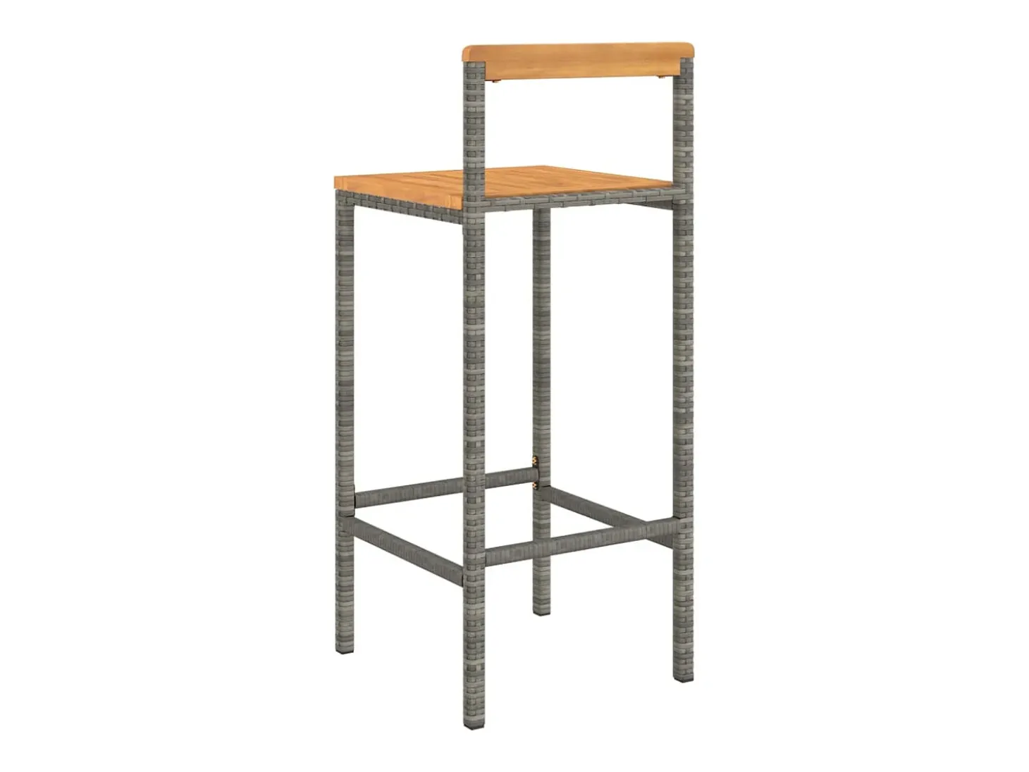 Conjunto de 4 taburetes de bar grises en resina trenzada y madera de acacia.