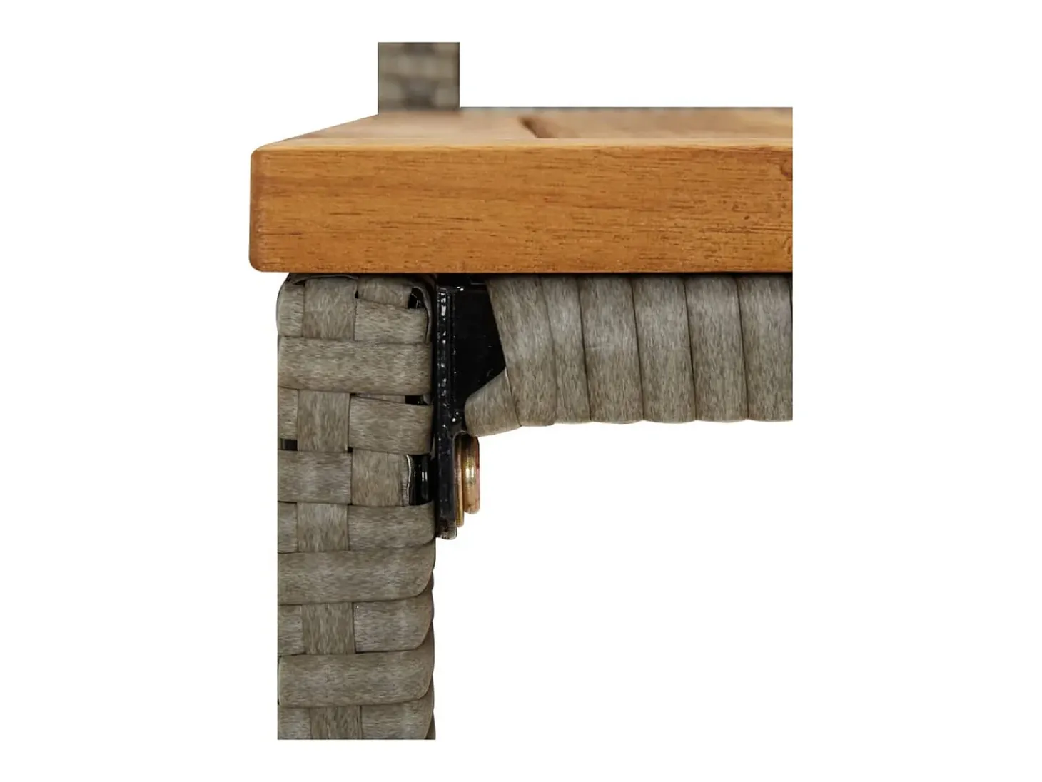 Conjunto de 4 taburetes de bar grises en resina trenzada y madera de acacia.