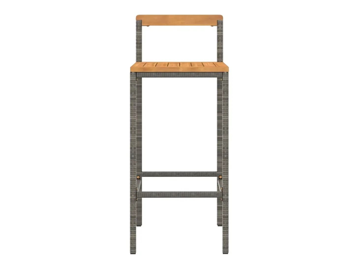 Conjunto de 4 taburetes de bar grises en resina trenzada y madera de acacia.
