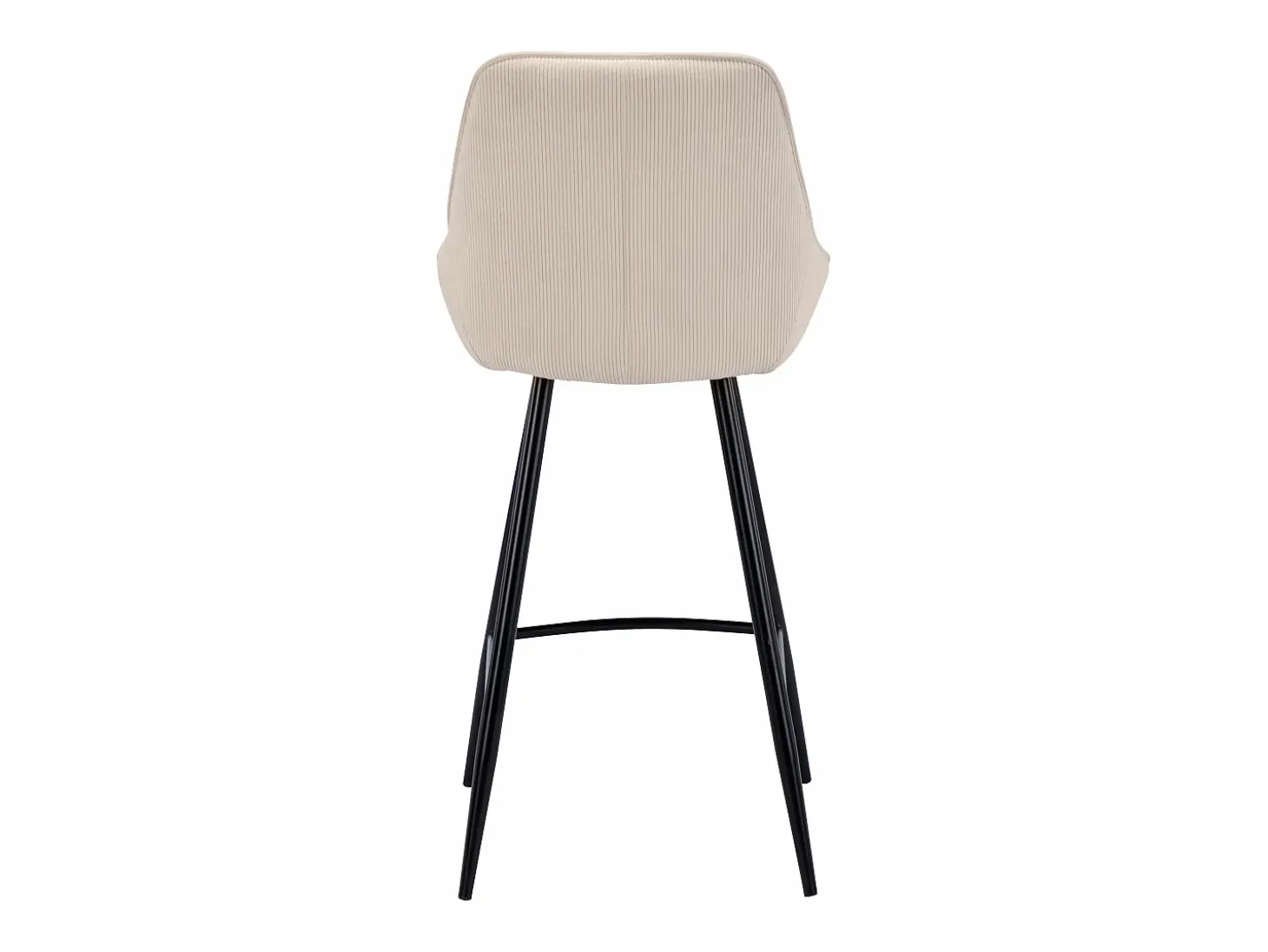 Conjunto de 2 taburetes de bar de terciopelo acanalado y metal negro - Crema - MASURIE