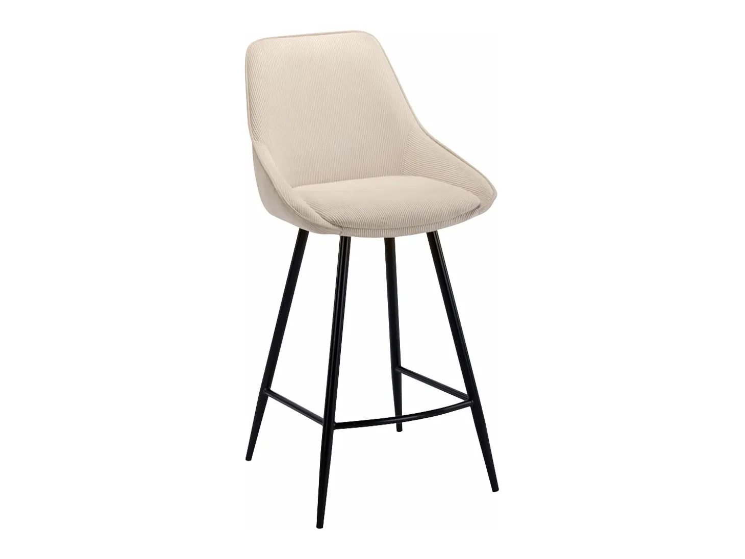 Conjunto de 2 taburetes de bar de terciopelo acanalado y metal negro - Crema - MASURIE