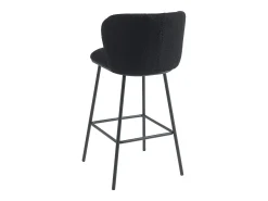Conjunto de 2 taburetes de bar de felpa y metal - Negro - SENORASE
