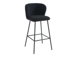 Conjunto de 2 taburetes de bar de felpa y metal - Negro - SENORASE