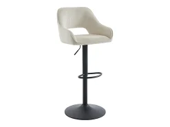 Conjunto de 2 taburetes de bar de pana y metal - Altura ajustable - Crema - ZINEA