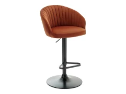 Conjunto de 2 taburetes de bar de terciopelo y metal negro - Terracota - DORALIZ