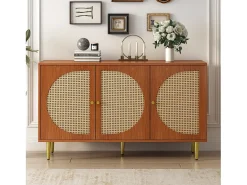 Conjunto de aparador y zapatero de ratán - Madera PB - Marrón