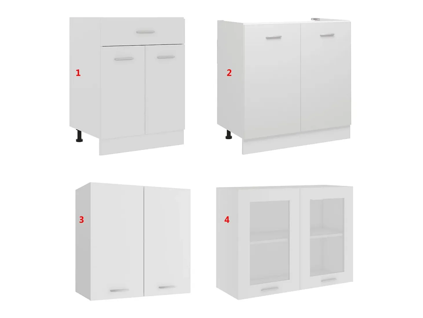Conjunto de armarios de cocina de 4 piezas "Lyon" de en madera de ingeniería blanca