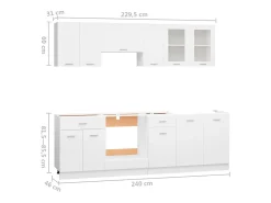 Conjunto de armarios de cocina de 8 piezas "Lyon" de madera de ingeniería blanca