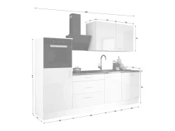 Conjunto de cocina: Blanco Mate, Roble Lancelot, dimensiones: ancho: 250 cm, alto: 220 cm, fondo: 60 cm
