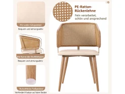 Conjunto de comedor de 5 piezas, con patas de metal, 4 sillas de terciopelo beige, diseño moderno, (140x80x75 cm)