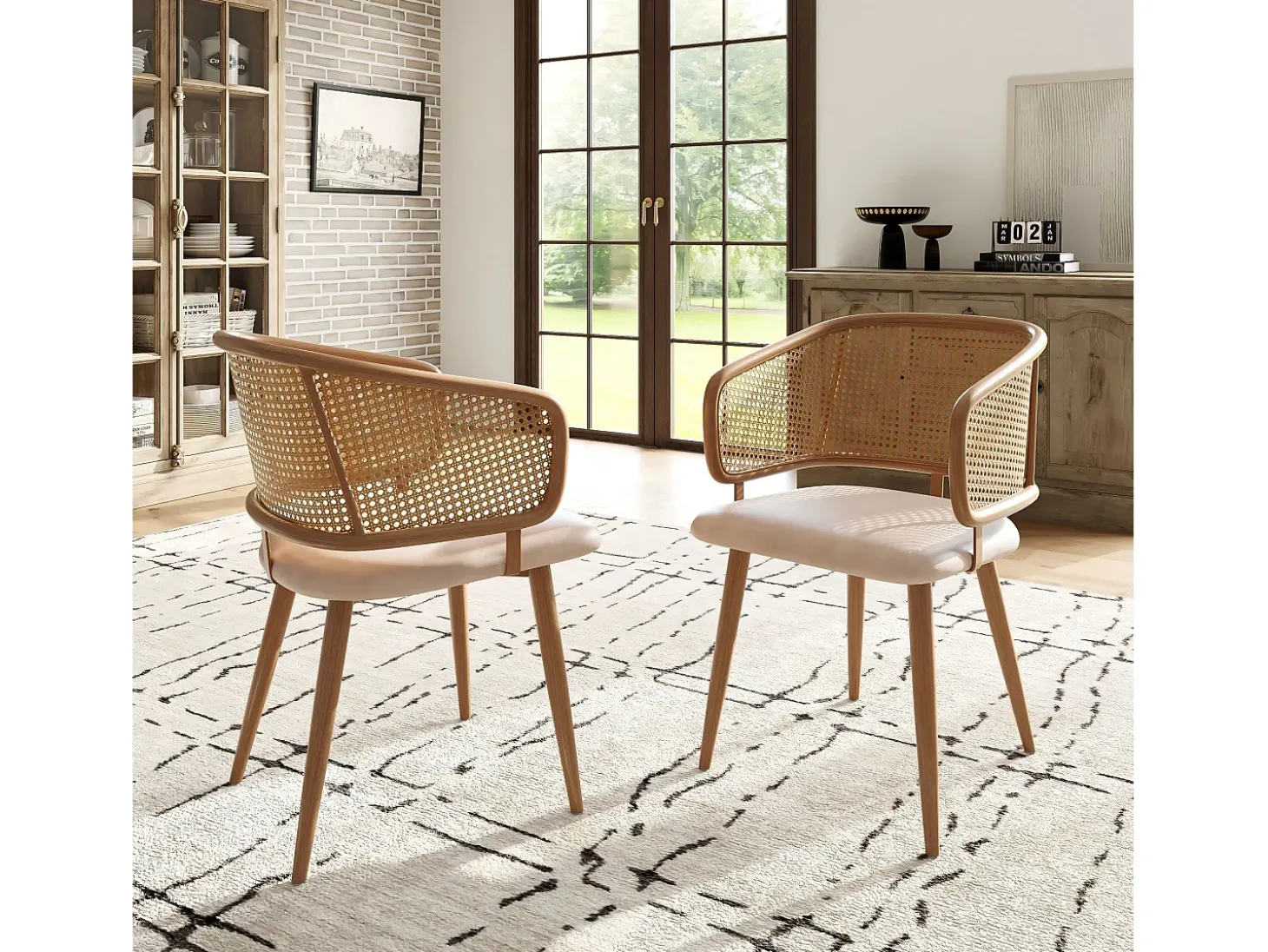 Conjunto de comedor de 5 piezas, con patas de metal, 4 sillas de terciopelo beige, diseño moderno, (140x80x75 cm)