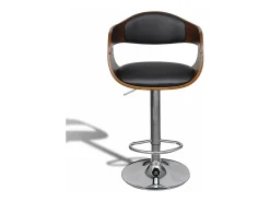 Conjunto de dos taburetes de bar de diseño asiento de silla con respaldo piel sintética negra 1202186