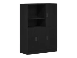 Conjunto de gabinetes de cocina de 2 piezas de madera de ingeniería negra