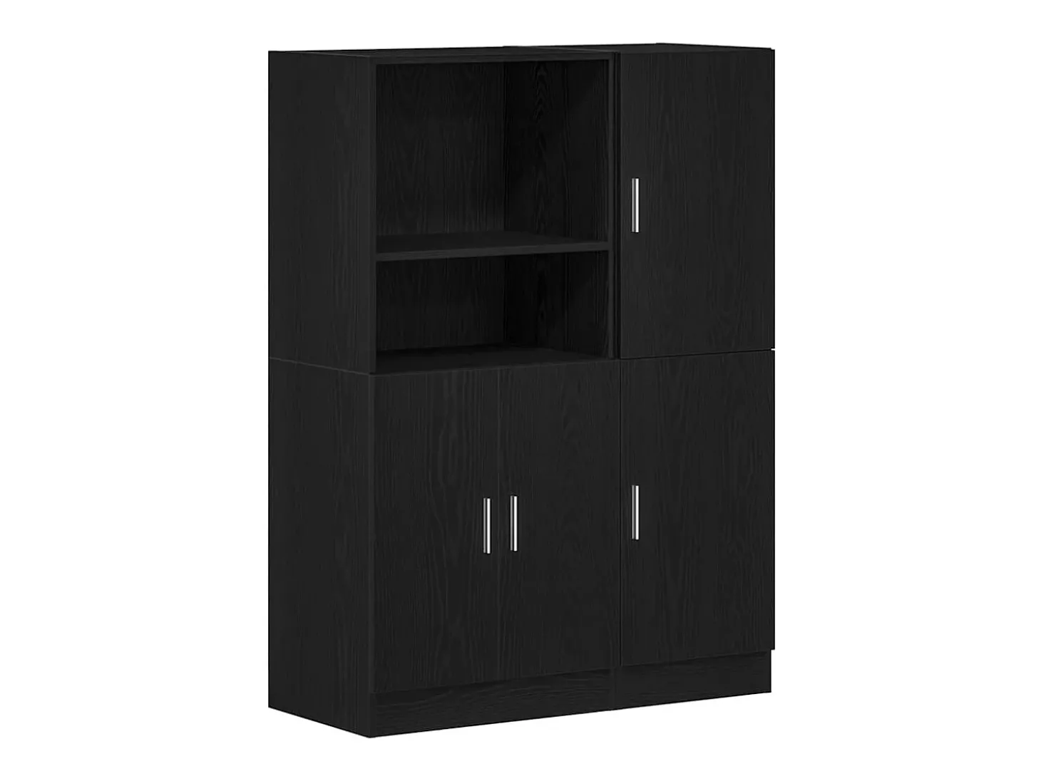 Conjunto de gabinetes de cocina de 2 piezas de madera de ingeniería negra