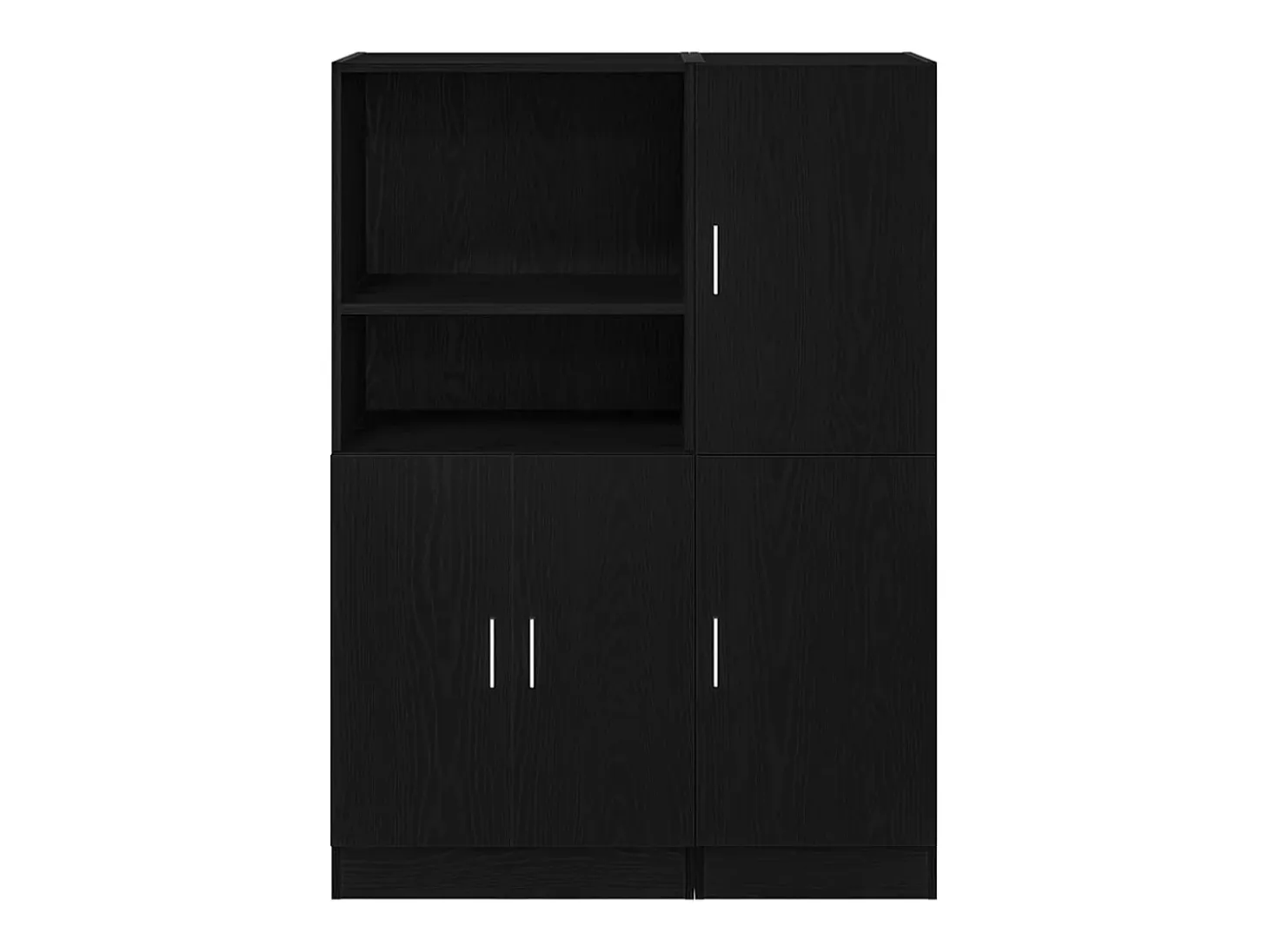Conjunto de gabinetes de cocina de 2 piezas de madera de ingeniería negra