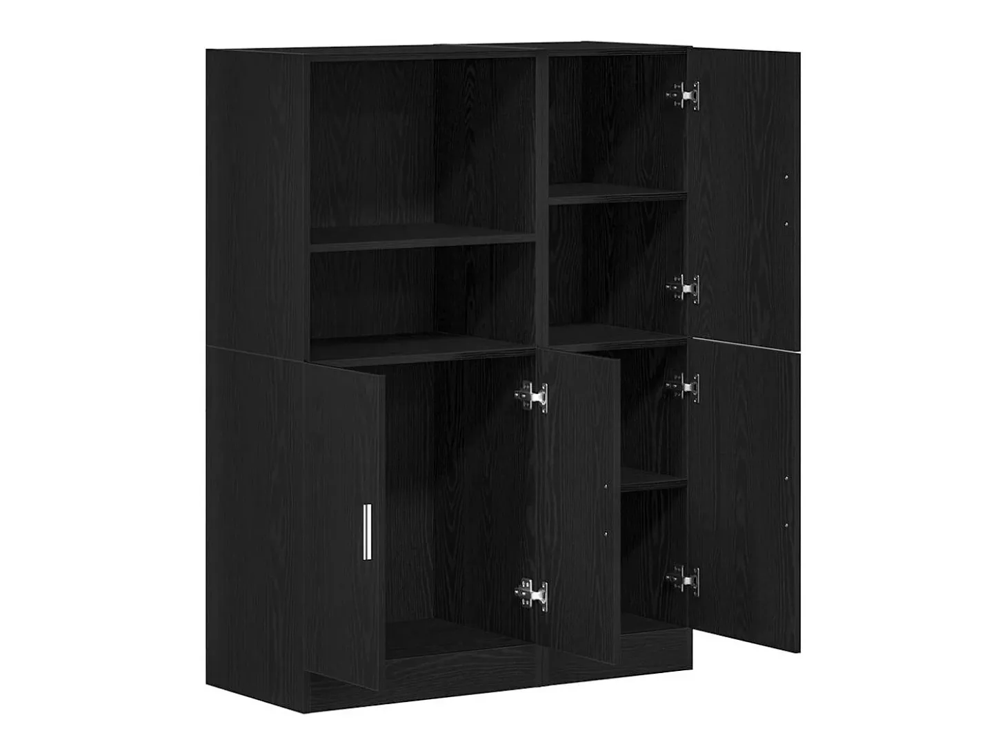 Conjunto de gabinetes de cocina de 2 piezas de madera de ingeniería negra