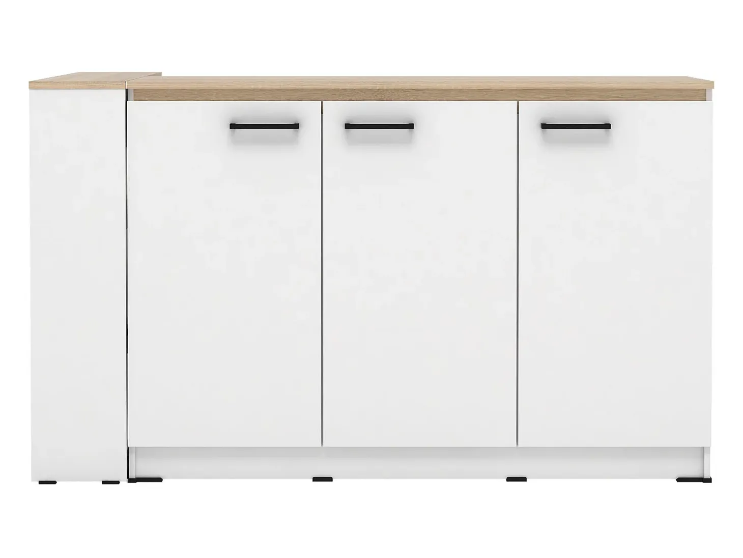 Conjunto de isla de cocina + 2 taburetes - Blanco y natural claro - NUSICE