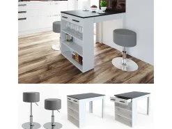 Conjunto de mesa de comedor antracita/blanco 67x100x77.5 repose
