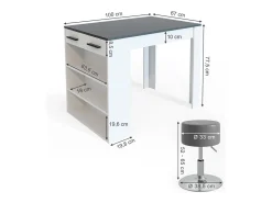 Conjunto de mesa de comedor antracita/blanco 67x100x77.5 repose