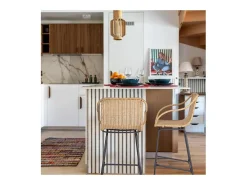 Conjunto de sillas de bar e isla de metal con asiento de ratán 65cm MOOREA