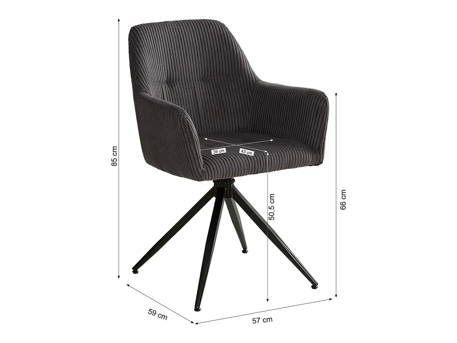 Conjunto de sillas de comedor 57x85x59 cm Gris Moderno Sillas Egg Tapizadas en Pana