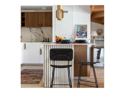 Conjunto de taburetes de bar de metal con asiento de ratán 65cm NEMA