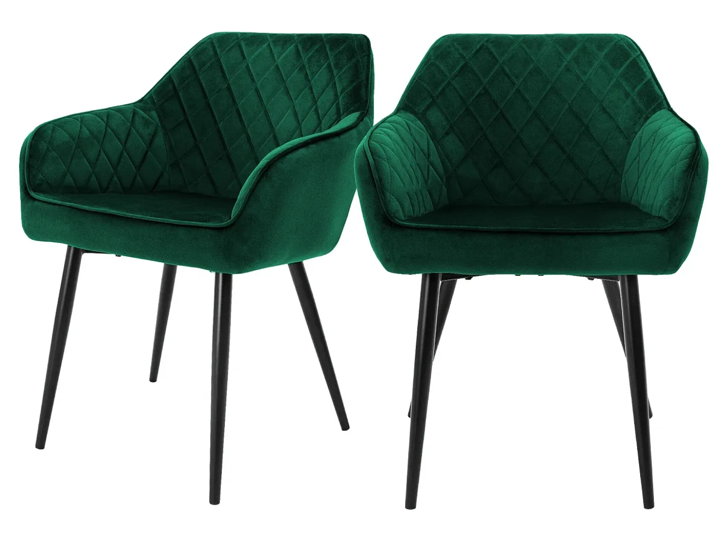 Conjunto de 2x sillas de comedor tapizadas en terciopelo sillones de salón verde ML-Design