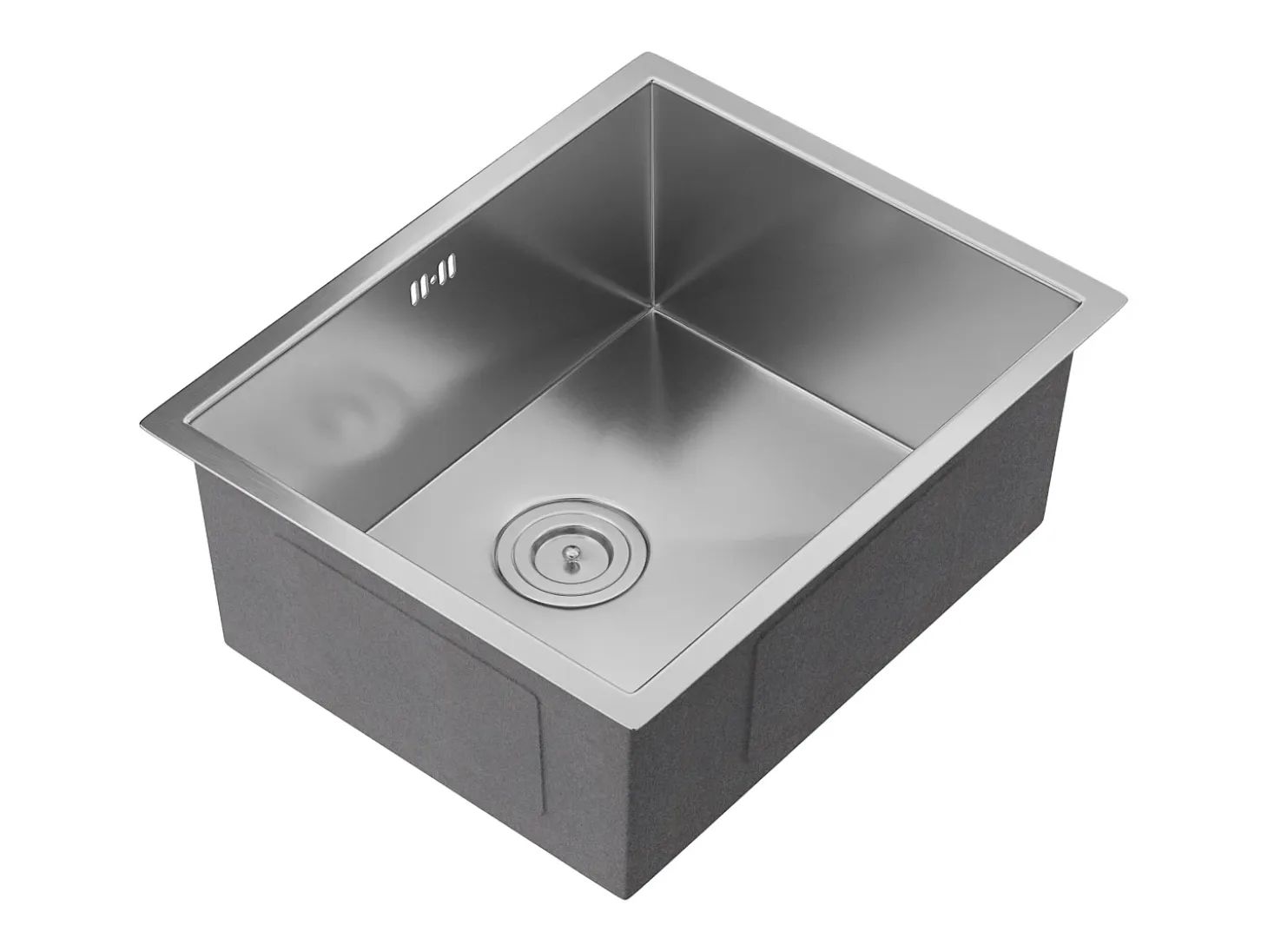 Conjunto fregadero 55x45 cm SOELA + grifo ROMILY de acero inoxidable - Gris y Dorado