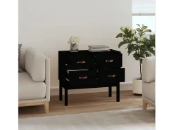 Consola de madera maciza de pino negra de 90 x 40 x 78 cm.