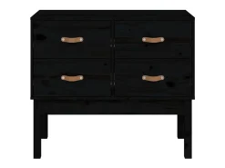 Consola de madera maciza de pino negra de 90 x 40 x 78 cm.