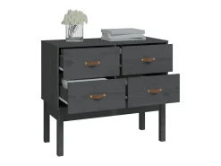 Consola Gris 90x40x78 cm Madera Maciza de Pino
