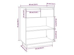 Consola marrón miel 60x34x75 cm Madera maciza de pino