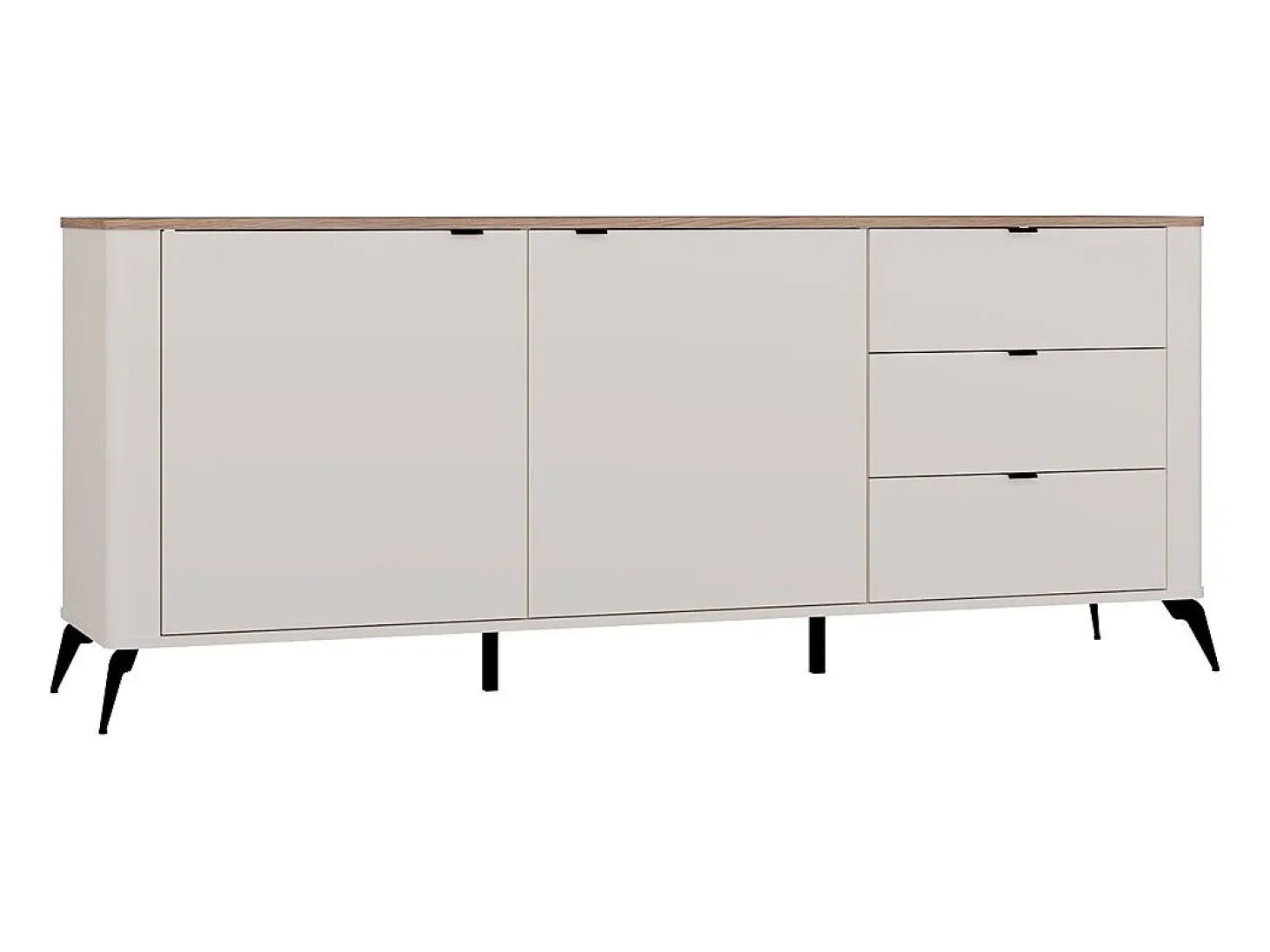 CORDOBA 2D3S - Cómoda con 2 puertas, 3 cajones y cierre suave - Roble Castello / Beige Cachemir