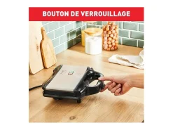 Croque-monsieur Tefal SM155212 ultracompacto 700W acero inoxidable antiadherente con mango termorresistente y bloqueo de seguridad