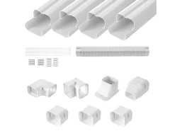 Cubierta de Línea SucceBuy 7.62cm de Ancho 483 cm para Mini-Split/Aire Acondicionado, PVC Decorativo para Aire Acondicionado. 4 Conductos Rectos y Componentes